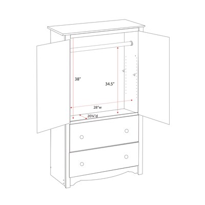 Prepac™ Monterey Composite Wood 2 Door 2 Drawer Armoire, White