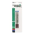 Schmidt 8127 Rollerball Short Capless Refill, Medium, Blue, 2 Pack (SC58132)
