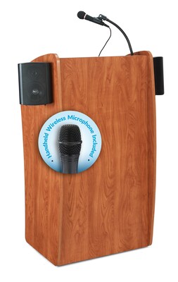 Oklahoma Sound Vision 46 High Sound Lectern with Wireless Handheld Mic Cherry (611-S/LWM-5)