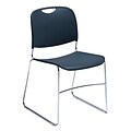 NPS #8505/80 Hi-Tech Ultra-Compact Plastic Seat/Back Stack Chair, Navy Blue/Chrome - 80 Pack