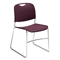 NPS #8508/80 Hi-Tech Ultra-Compact Plastic Seat/Back Stack Chair, Wine/Chrome - 80 Pack