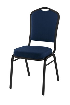 NPS #9354-BT Silhouette-Back Fabric Padded Stack Chair, Midnight Blue/Black Sandtex - 80 Pack