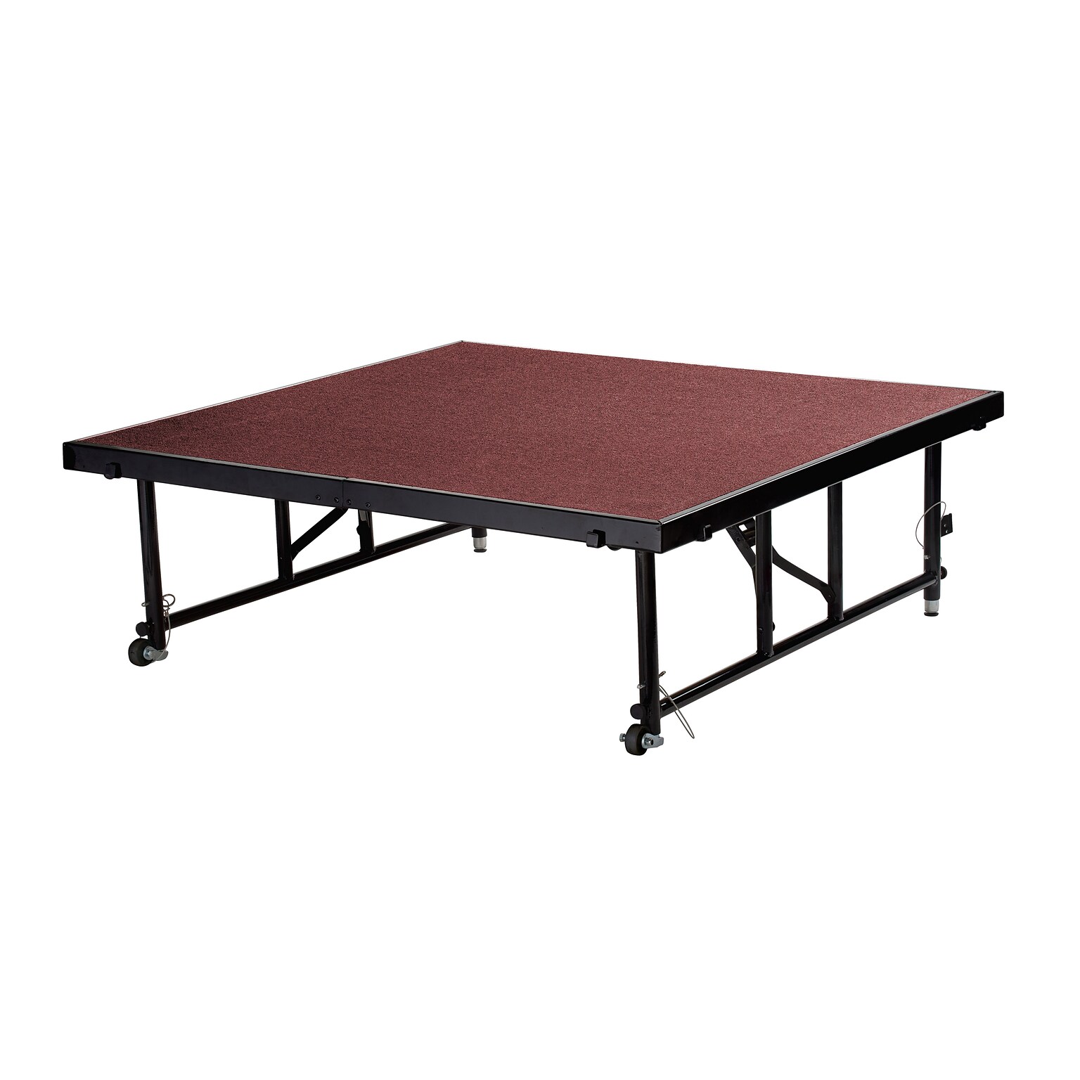 National Public Seating Transfix 16 to 24 Adjustable Height Portable Stage with Red Carpet (TFXS48