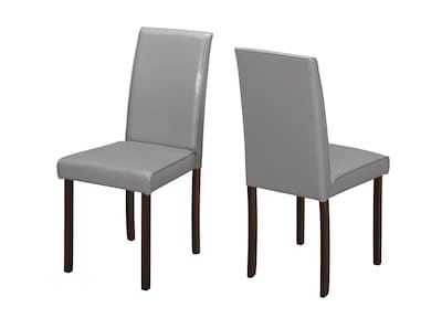 Monarch Specialties Grey Leather-Look 2Pcs Dining Chairs ( I 1173 )