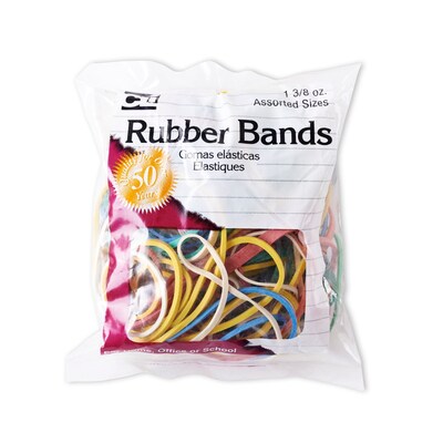 Charles Leonard Rubber Bands, Assorted Colors, 1-3/8 oz.