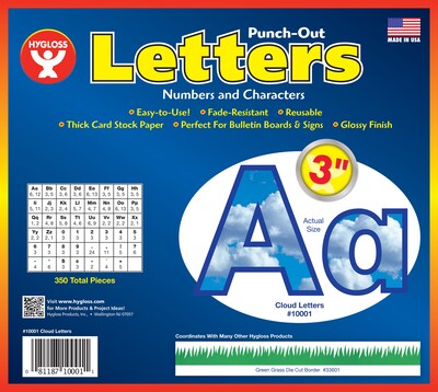 Hygloss Products 3" Punch-Out Letters, Clouds (HYG10001)