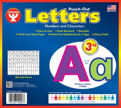 Hygloss Products 3" Punch-Out Letters, Rainbow (HYG10006)