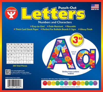 Hygloss Products 3" Punch-Out Letters, Smiley Faces (HYG10010)