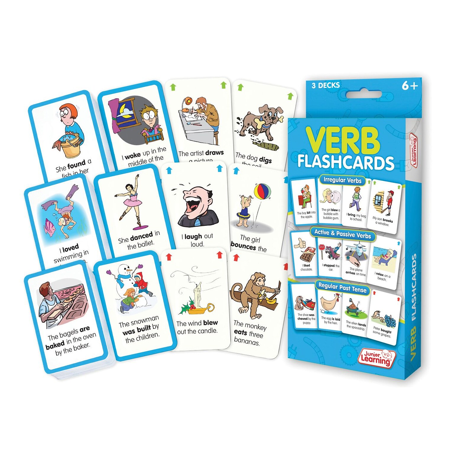 Verb Flash Cards for grades 2-6, 1 pack of 162 cards (JRL209)