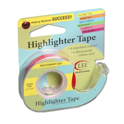 Removable Highlighter Tape, 3W x 4L, Pink