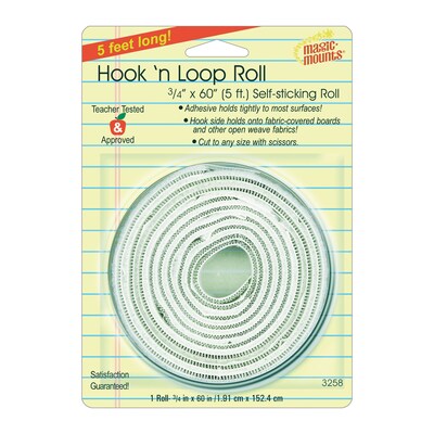 Miller Studio Hook 'n Loop Mounting Roll, 3/4" x 60" Roll, White
