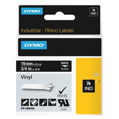 Dymo® 1805436 Color Coded 3/4 Label; White on Black
