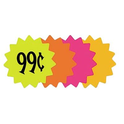 Die Cut Paper Signs, 4 Round, Assorted Colors, Pack of 60 Each (090249)