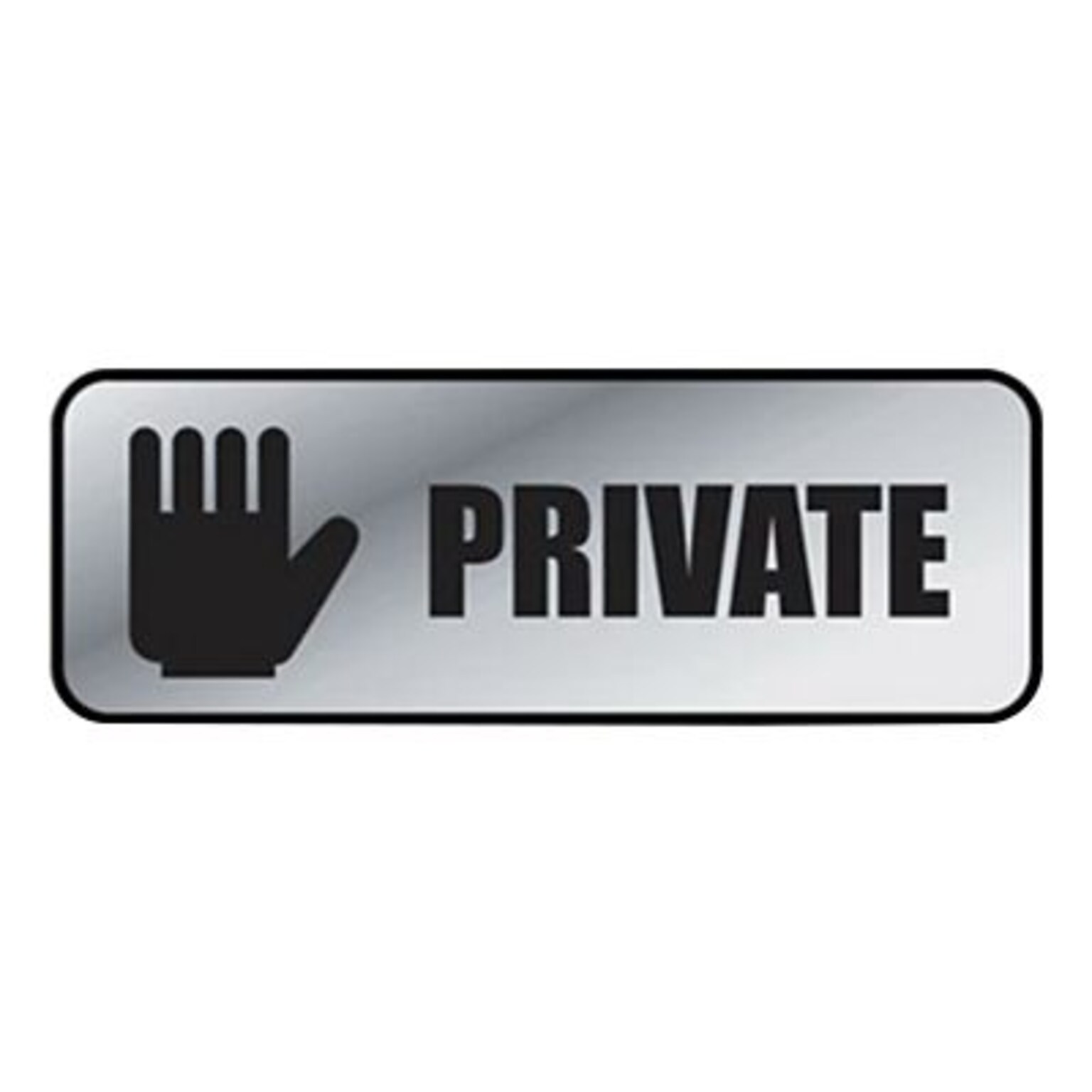 Cosco PRIVATE Office Sign, 9 x 3, Silver (098210)
