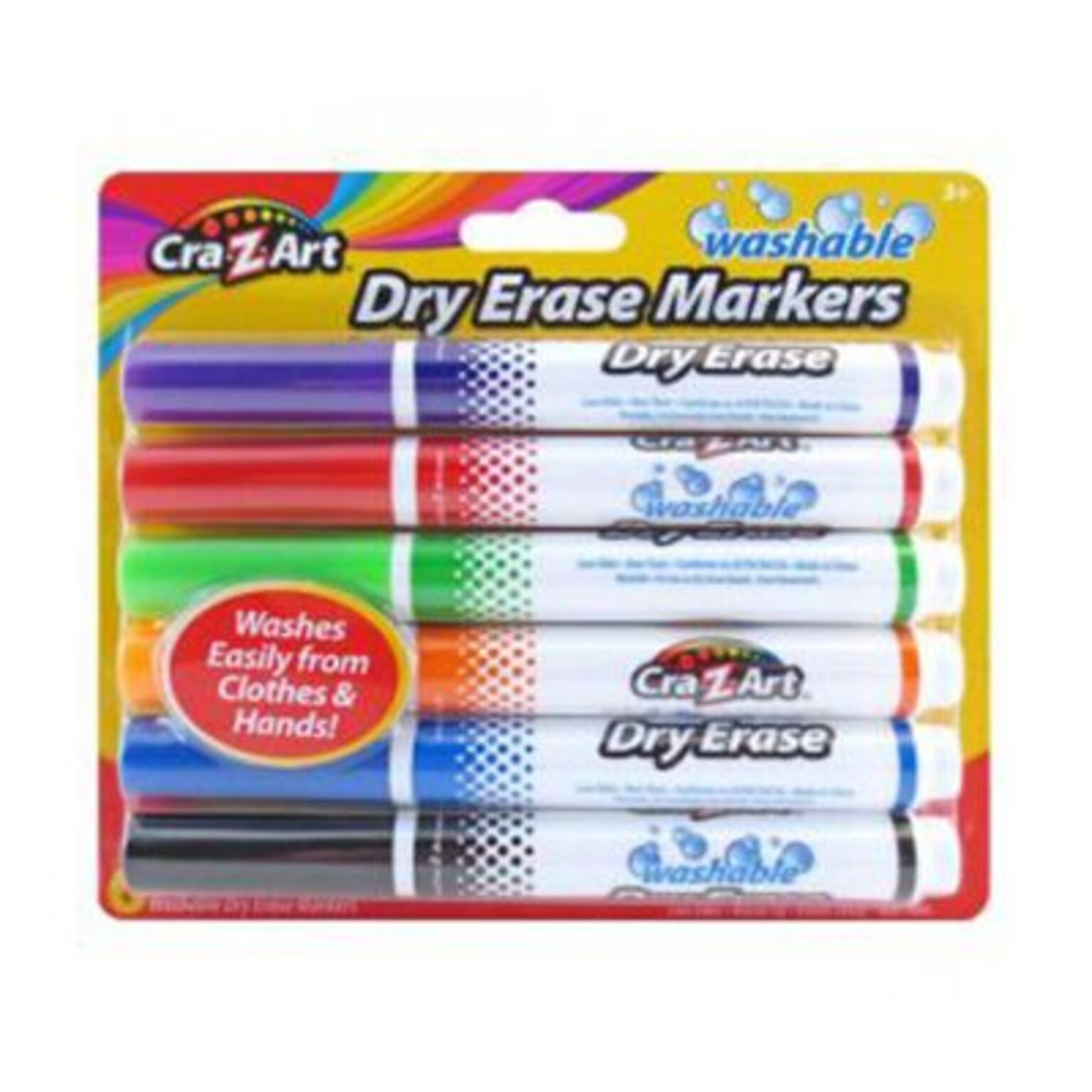 Cra-Z-Art Kids Washable Broadline Dry Erase Marker, Assorted, 6 Count (10048-24)