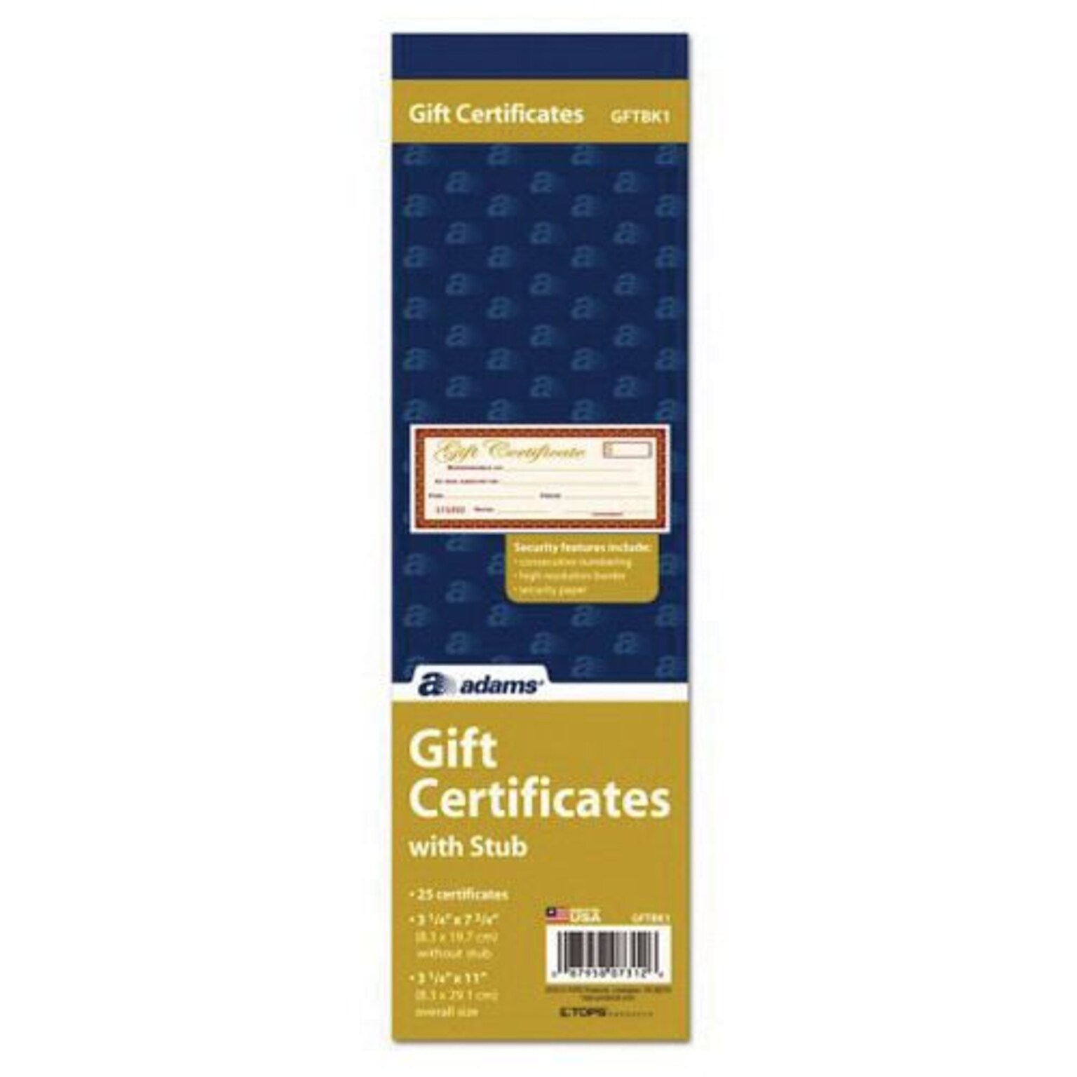 TOPS™ Gift Certificate Book, 1-Part, 25/Book (GFTBK1)