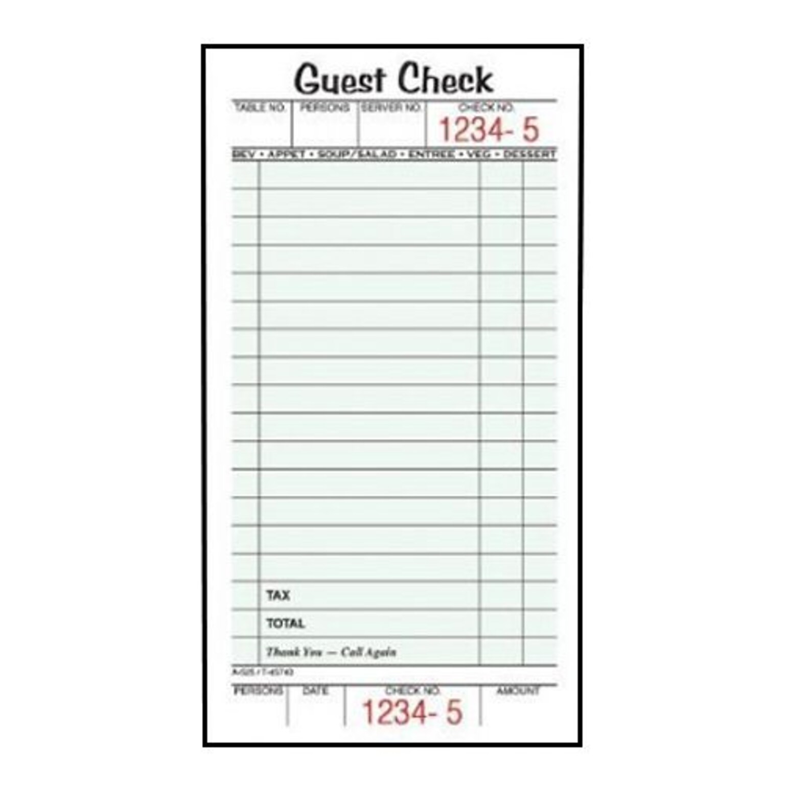 TOPS™ Perforated Guest Check Pad, 1-Part, 50 Sheets/Pad (525SW)