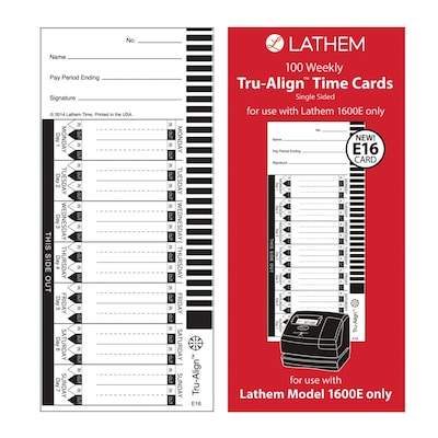 Lathem TruAlign™ Single Sided Weekly Time Card, 100/Pack (E16)