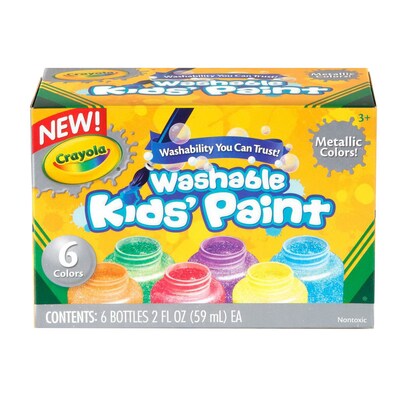 Crayola Washable Kids Paint, Assorted Colors, 2 oz., 6/Set (54-5000)