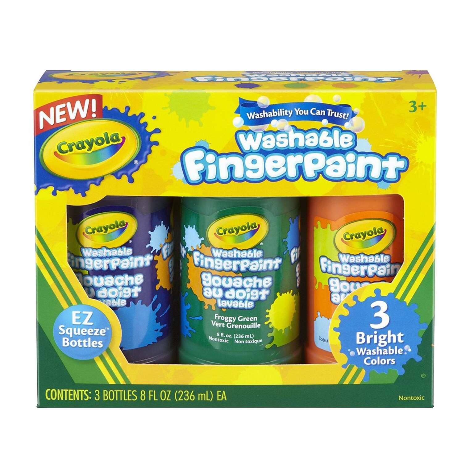 Crayola® Washable Bright Finger-paints, Secondary Colors, 8 oz.