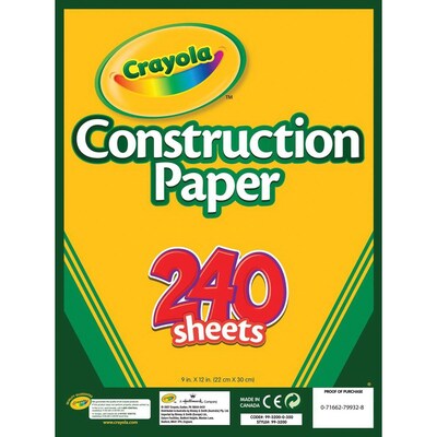 Crayola Construction Paper, 12 x 9, 240 / Carton, Assorted