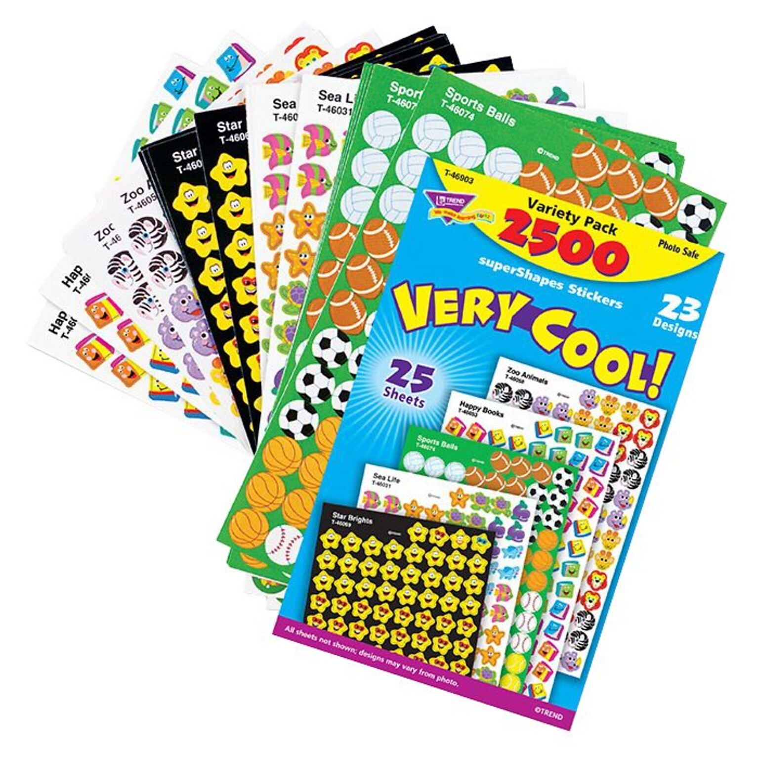 Trend® superShapes Very Cool! Variety Pack Sticker, Multicolor, 2500/Pack (T-46903)