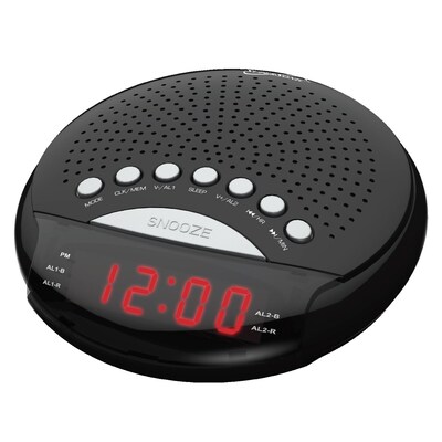 Supersonic Dual Alarm Clock Radio, 5.74" x 6.18" x 2.32" (sc-380)