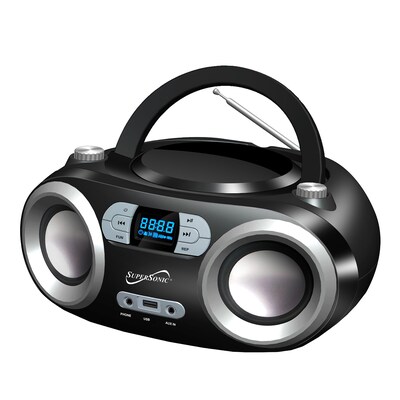 Supersonic Portable Bluetooth® Audio System; 100 - 240 V, Black (sc-509bt-bk)