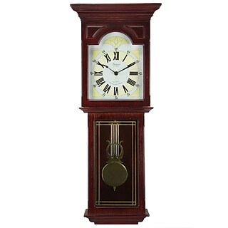 Bedford Mantel Clock with Pendulum and Chime; Dark Redwood Oak, Wall (bed-7247)