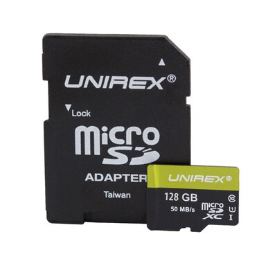 Unirex ums-128s Memory Card, Class 10 (UHS-1), 128GB, microSDHC