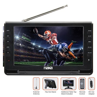 Naxa nt-90 ATSC/NTSC TV & Digital Multimedia Player Tuner; 9" LCD, Black