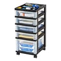 Iris® Rolling Cart with Plastic Organizer Top, 5-Drawer