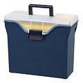 Quill Brand® Portable Plastic File Box with Organizer Top, Navy