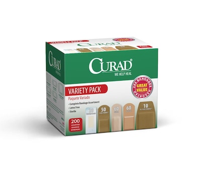 CURAD® Bandage Variety Pack, 200 Bandages/Box, 24 Boxes/Carton