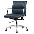 Meelano M347 Genuine Italian Leather Executive Office Chair; Navy Blue (347-NVY)