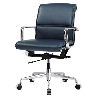 Meelano M330 Genuine Vegan Leather executive Office Chair; Navy Blue (330-NVY)