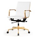 Meelano Gold M348 Genuine Vegan Leather Executive Office Chair; White (348-GD-WHI)