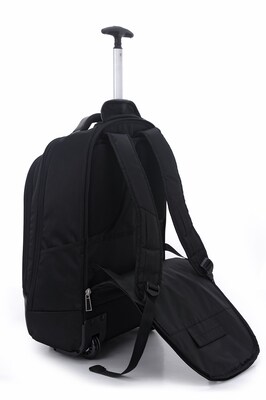 Eco Style Tech Executive Rolling Backpack for 17" Laptop, Black (ETEX-RB17)