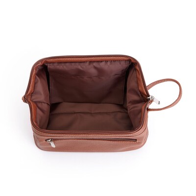 Royce Leather Toiletry Travel Wash Bag Pebbled (259-TAN-6)