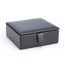 Royce Leather Suede Lined Travel Cufflink Storage Box Fits 4 Pairs(946-BLACK-2)