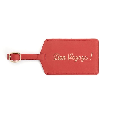Royce Leather Luxury Luggage Hang Tag ID 'Bon Voyage'(956-BON-RED)