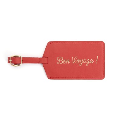 Royce Leather Luxury Luggage Hang Tag ID Bon Voyage(956-BON-RED)