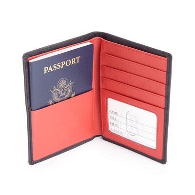 Royce Leather RFID Blocking Bifold Passport Currency Travel Wallet (RFID-222-BLRD-5)