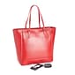 Royce Leather Red Italian Saffiano RFID Blocking 24 Hour Tote Bag with Universal Bluetooth Tracking, Portable Battery Power Bank