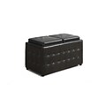 Monarch Specialties Dark Brown Leather-Look Ottoman With Storage Trays