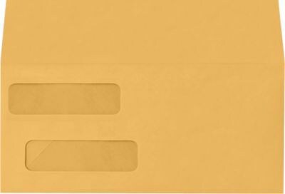 LUX Double Window Invoice Envelopes (4 1/8 x 9 1/8) 250/Box, 28lb. Brown Kraft (INVDW-28BK-250)