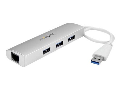 StarTech.com ST3300G3UA 5Gbps 3-Port Portable USB 3.0 Hub plus Gigabit Ethernet