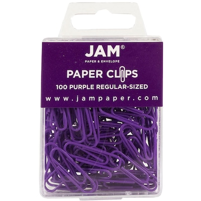 JAM Paper Small Paper Clips, Purple, 3 Packs of 100 (2183753B)