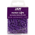 JAM Paper® Vinyl Colored Standard Paper Clips, Small, Purple, 100/Pack (2183753)