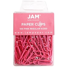 JAM Paper Small Paper Clips, Pink, 100/Pack (42186872)